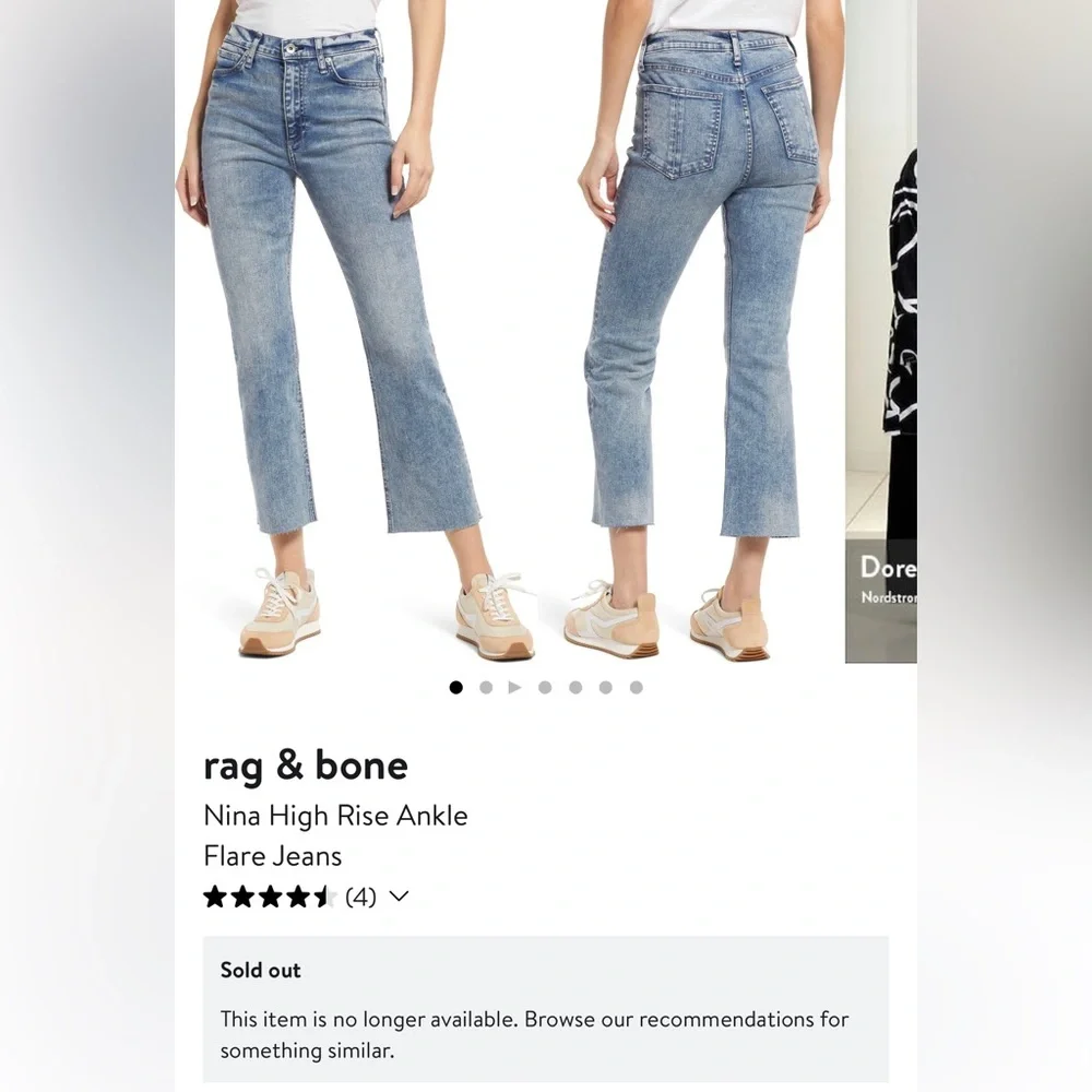 ☀️Rag & Bone Nina High-Rise Ankle Flare Jeans in Pearl - Picture 6 of 16